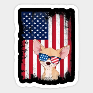 Chihuahua American Flag 4th Of July Vintage Sticker